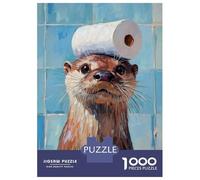 Puzzle Per Adolescenti Da 1000 Pezzi Otter with Toilet Paper Hat Puzzle Per Adolescenti Giocattolo Decorazione Murale Decorazione Per La Casa Interazione Genitore-figlio 70x50cm/1000pcs