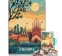 Puzzle per adolescenti da 1000 pezzi, paesaggio da sogno di Barcellona, aiuta il cervello a esercitare i giocattoli avvincenti per coltivare la pazienza, regalo per compleanni (75x50cm)