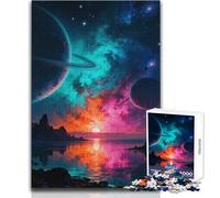 Puzzle per adolescenti da 1000 pezzi Paesaggio di esopianeti con pianeti con anelli Giocattolo Gioco intellettuale Difficile Decorazione da parete Dimensioni 38x52cm