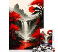 Puzzle per adolescenti da 1000 pezzi Paesaggio giapponese con cascata e alberi rossi giocattolo educativo idee regalo gioco educativo migliora l'amore tra coppie dimensioni 38x26cm