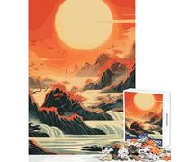 Puzzle per adolescenti da 1000 pezzi paesaggio giapponese con luna giocattolo decorazione da parete opera d'arte regalo giochi educativi adatto per la decorazione del desktop dimensioni 50x75cm