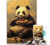Puzzle per adolescenti da 1000 pezzi, panda che mangia torta, puzzle per adulti, giochi rilassanti, ideale come regalo per tutta la famiglia (dimensioni 38x26cm)