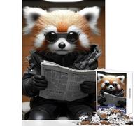 Puzzle per adolescenti da 1000 pezzi panda rosso che legge il giornale sul water giocattoli antistress regali di compleanno gioco per famiglie lista dei desideri con Babbo Natale dimensioni 38x26cm