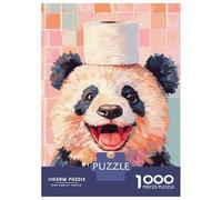 Puzzle Per Adolescenti Da 1000 Pezzi Panda with Toilet Paper Hat Puzzle Per Adolescenti Gioco Per Famiglie Migliora La Memoria Regali Di Natale E Compleanno 38x26cm/1000pcs