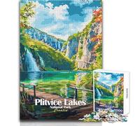 Puzzle per adolescenti da 1000 pezzi, Parco nazionale dei laghi di Plitvice, Croazia, analisi pratica del gioco e logica, regalo per compleanni, dimensioni 38x52cm