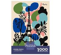 Puzzle Per Adolescenti Da 1000 Pezzi Paris Eiffel Tower Colorful Illustration Puzzle Per Adulti Gioco Rompicapo Decorazione Per La Casa Interazione Genitore-figlio 38x26cm/1000pcs