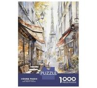 Puzzle Per Adolescenti Da 1000 Pezzi Paris Street Scene with Eiffel Tower Puzzle Per Adulti Giochi Divertenti Sfida Difficile Regalo Di Compleanno, Regali, 70x50cm/1000pcs