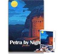Puzzle per adolescenti da 1000 pezzi Petra di notte, Giordania, analisi pratica del gioco e regalo di logica per compleanni, dimensioni 38x26cm