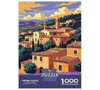 Puzzle Per Adolescenti Da 1000 Pezzi Picturesque Village Landscape with Lavender Field Puzzle Per Adulti Giochi Divertenti Un'opera D'arte Interazione Genitore-figlio 70x50cm/1000pcs