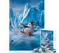 Puzzle per adolescenti da 1000 pezzi pinguino che scivola sul ghiaccio giocattolo educativo regalo per donne e uomini gioco impossibile Ogni pezzo è unico Dimensioni 38x52cm