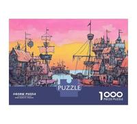 Puzzle Per Adolescenti Da 1000 Pezzi Pirate Ship Docking Scene Puzzle Per Adolescenti Gioco Per Famiglie Sfida Difficile Regali Unici Per Compleanno E Natale 52x38cm/1000pcs