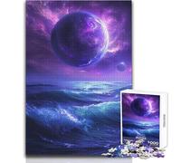 Puzzle per adolescenti da 1000 pezzi Planet and Ocean con pianeta viola e oceano, attività educativa divertente e logica, sentimento caldo, dimensioni 50x75cm