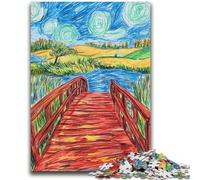 Puzzle per adolescenti da 1000 pezzi Ponte notturno nel cielo Puzzle da 1000 pezzi, antistress per ammazzare il tempo in vacanza Lista dei desideri con Babbo Natale (26x38cm)