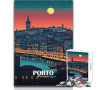 Puzzle per adolescenti da 1000 pezzi, Porto, Portogallo di notte, gioco educativo per famiglie, migliora la memoria, regali di Babbo Natale segreto, dimensioni 38x52cm
