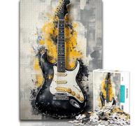 Puzzle per adolescenti da 1000 pezzi, poster artistico con chitarra, gioco stimolante e gioco educativo per famiglie, per compleanni e Natale (75x50cm)