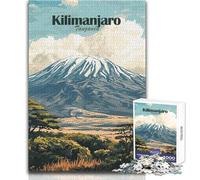 Puzzle per adolescenti da 1000 pezzi, poster di viaggio del Kilimangiaro in Tanzania, gioco educativo per famiglie, migliora la memoria, regali di Babbo Natale segreto, dimensioni 38x52cm