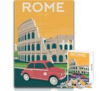 Puzzle per adolescenti da 1000 pezzi, poster di viaggio di Roma, gioco educativo per famiglie, migliora la memoria, regali di Babbo Natale segreto, dimensioni 38x26cm