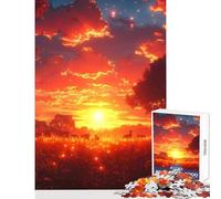 Puzzle per adolescenti da 1000 pezzi,prato al tramonto con lucciole,giocattolo,decorazione da parete,opera d'arte,regalo,giochi educativi,aiuta il cervello,esercizio,dimensioni 50x75cm