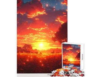 Puzzle per adolescenti da 1000 pezzi,prato al tramonto con lucciole,giocattolo,decorazione da parete,opera d'arte,regalo,giochi educativi,aiuta il cervello,esercizio,dimensioni 50x75cm