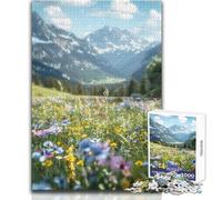 Puzzle per adolescenti da 1000 pezzi, prato di fiori alpini, gioco stimolante, giocattoli, attività per la famiglia, giocattolo educativo, dimensioni 38x52cm