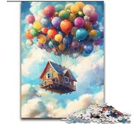 Puzzle per adolescenti da 1000 pezzi, puzzle a forma di casa su un palloncino, giocattolo educativo intellettuale decomprimente, ideale come regalo per tutta la famiglia (dimensioni 26x38cm)