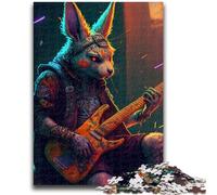 Puzzle per adolescenti da 1000 pezzi, puzzle a forma di coniglio e chitarra, impegnativo da completare ma divertente e umoristico gioco educativo per compleanni, 26x38cm