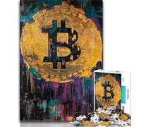 Puzzle per adolescenti da 1000 pezzi, puzzle Bitcoin dipinto a olio, giochi educativi, decorazione per la casa, ideale come regalo per tutta la famiglia (38x26cm)