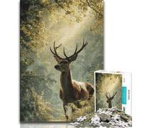 Puzzle per adolescenti da 1000 pezzi, puzzle con cervi nella giungla per adulti, antistress, per ammazzare il tempo durante le vacanze, interazione genitore-figlio (dimensioni 38x26cm)
