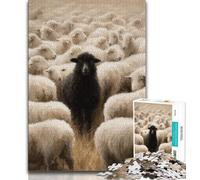 Puzzle per adolescenti da 1000 pezzi puzzle di pecore bianche e nere gioco per famiglie antistress sfida difficile adatto alle coppie 26x38cm