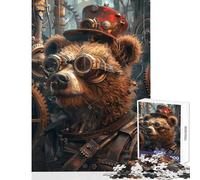 Puzzle per adolescenti da 1000 pezzi,puzzle steampunk,orso,animale,giocattolo,decorazione da parete,opera d'arte,regalo,giochi educativi,aiuta il cervello,esercizio,dimensioni 38x52cm