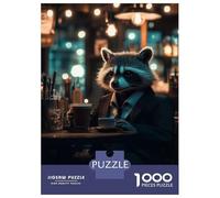 Puzzle Per Adolescenti Da 1000 Pezzi Raccoon And A Cuppa Tea Puzzle Per Adulti Gioco Rompicapo Migliora La Memoria Regali Per Amici E Familiari 70x50cm/1000pcs