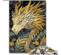 Puzzle per adolescenti da 1000 pezzi raffigurante il drago d'oro, ideale come regalo educativo per tutta la famiglia dimensioni 26x38cm