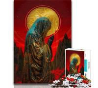 Puzzle per adolescenti da 1000 pezzi raffigurante la Vergine Maria dorata, giocattoli per l'intrattenimento della famiglia con poster abbinato e foglio di quiz, 38x26cm