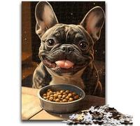 Puzzle per adolescenti da 1000 pezzi raffigurante un bulldog che mangia, ideale come regalo educativo per tutta la famiglia (75x50cm)