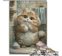 Puzzle per adolescenti da 1000 pezzi raffigurante un gatto che fa il bagno, ideale come regalo educativo per tutta la famiglia dimensioni 50x75cm