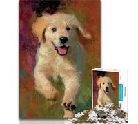 Puzzle per adolescenti da 1000 pezzi raffigurante un Golden Retriever che corre,giocattoli educativi per imparare,attività divertenti da fare a casa,regalo di compleanno,regali da viaggio,38x26cm