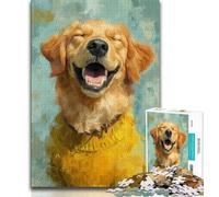 Puzzle per adolescenti da 1000 pezzi raffigurante un Golden Retriever felice ideale come regalo educativo per tutta la famiglia 75x50cm