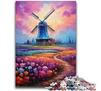 Puzzle per adolescenti da 1000 pezzi raffigurante un mulino a vento, puzzle per adulti, giochi divertenti per famiglie, ideale come regalo per tutta la famiglia (26x38cm)
