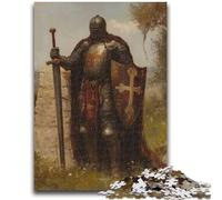 Puzzle per adolescenti da 1000 pezzi raffigurante un potente cavaliere medievale, ideale come regalo educativo per tutta la famiglia (26x38cm)