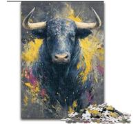 Puzzle per adolescenti da 1000 pezzi raffigurante un toro dipinto a olio, giocattoli educativi ideali come regalo per tutta la famiglia (dimensioni 26x38cm)