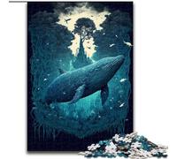 Puzzle per adolescenti da 1000 pezzi raffigurante una balena blu nella giungla, un giocattolo educativo e stimolante, ideale come regalo per tutta la famiglia dimensioni 50x75cm