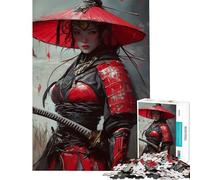 Puzzle per adolescenti da 1000 pezzi raffigurante una donna samurai rossa con katana Aiuta a stimolare la mente a decorare la casa e a rilassarsi Adatto a persone dai 14 anni in su (50x75cm)