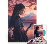 Puzzle per adolescenti da 1000 pezzi raffigurante una geisha e una samurai al tramonto, un gioco antistress, una sfida impegnativa per rafforzare il legame di coppia 38x52cm