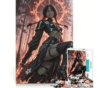 Puzzle per adolescenti da 1000 pezzi, raffigurante una guerriera oscura con aura infuocata, ideale per giochi rilassanti, decorazioni per la casa e per la scrivania 50x75cm
