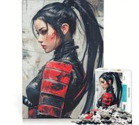 Puzzle per adolescenti da 1000 pezzi, raffigurante una guerriera samurai con armatura rossa, ideale per giochi rilassanti, decorazioni per la casa e per la scrivania 50x75cm