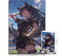 Puzzle per adolescenti da 1000 pezzi,raffigurante una ragazza anime con le orecchie da gatto in uniforme da calcio,ideale per trascorrere ore di relax in tutta tranquillità,taglio netto