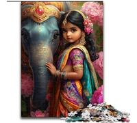 Puzzle per adolescenti da 1000 pezzi, raffigurante una ragazza e un elefante, giocattolo educativo intellettuale decomprimente, decorazione perfetta (dimensioni 50x75cm)