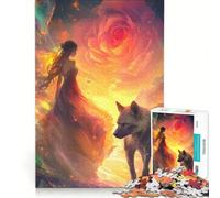 Puzzle per adolescenti da 1000 pezzi raffigurante una ragazza e una iena che camminano insieme, giocattolo educativo, per divertimento in famiglia, compleanno e Natale 38x26cm