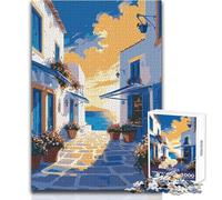 Puzzle per adolescenti da 1000 pezzi,raffigurante una scena di strada su un'isola greca,ideale per trascorrere ore di relax in tutta tranquillità,taglio netto,giocattolo durevole,dimensioni 50x75cm