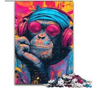 Puzzle per adolescenti da 1000 pezzi raffigurante una scimmia che ascolta musica, giocattolo educativo intellettuale decompressivo, ideale come regalo per tutta la famiglia dimensioni 50x75cm